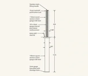 Rhino RT/SS5 Telescopic Bollard Stainless Steel LIFT ASSIST